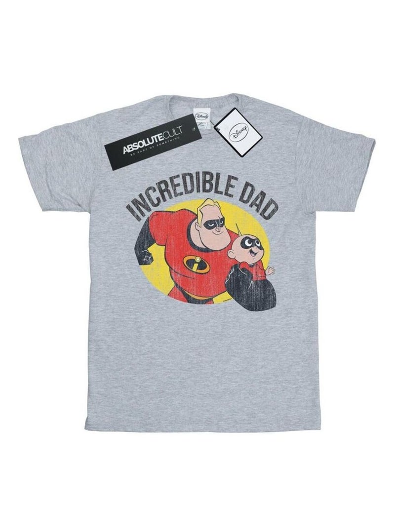 Disney - T-shirt Les Indestructibles INCREDIBLE DAD Gris chiné - Kiabi