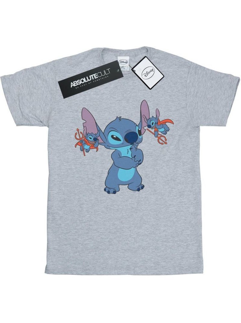 Disney - T-shirt LITTLE DEVILS Gris chiné - Kiabi
