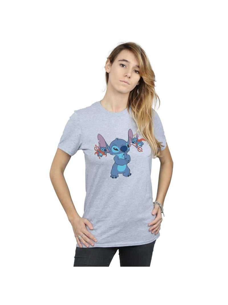 Disney - T-shirt LITTLE DEVILS Gris chiné - Kiabi