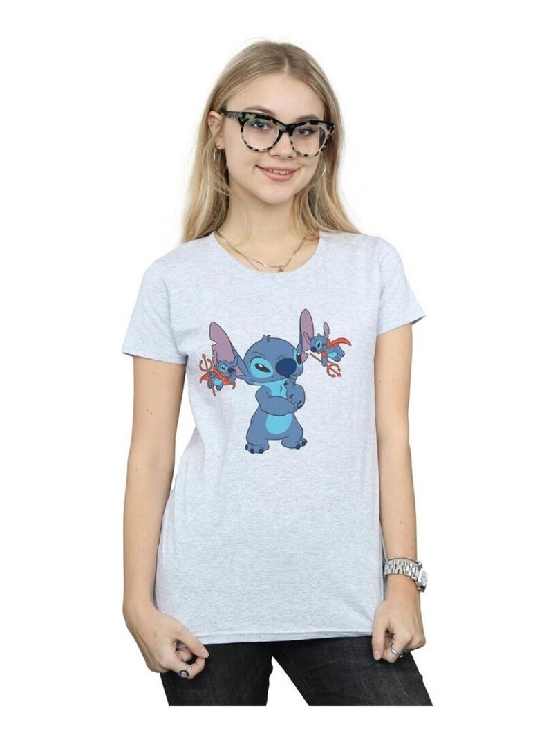 Disney - T-shirt LITTLE DEVILS Gris chiné - Kiabi