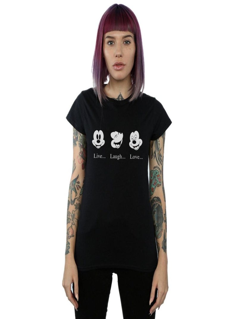 Disney - T-shirt LIVE LOVE LAUGH Noir - Kiabi