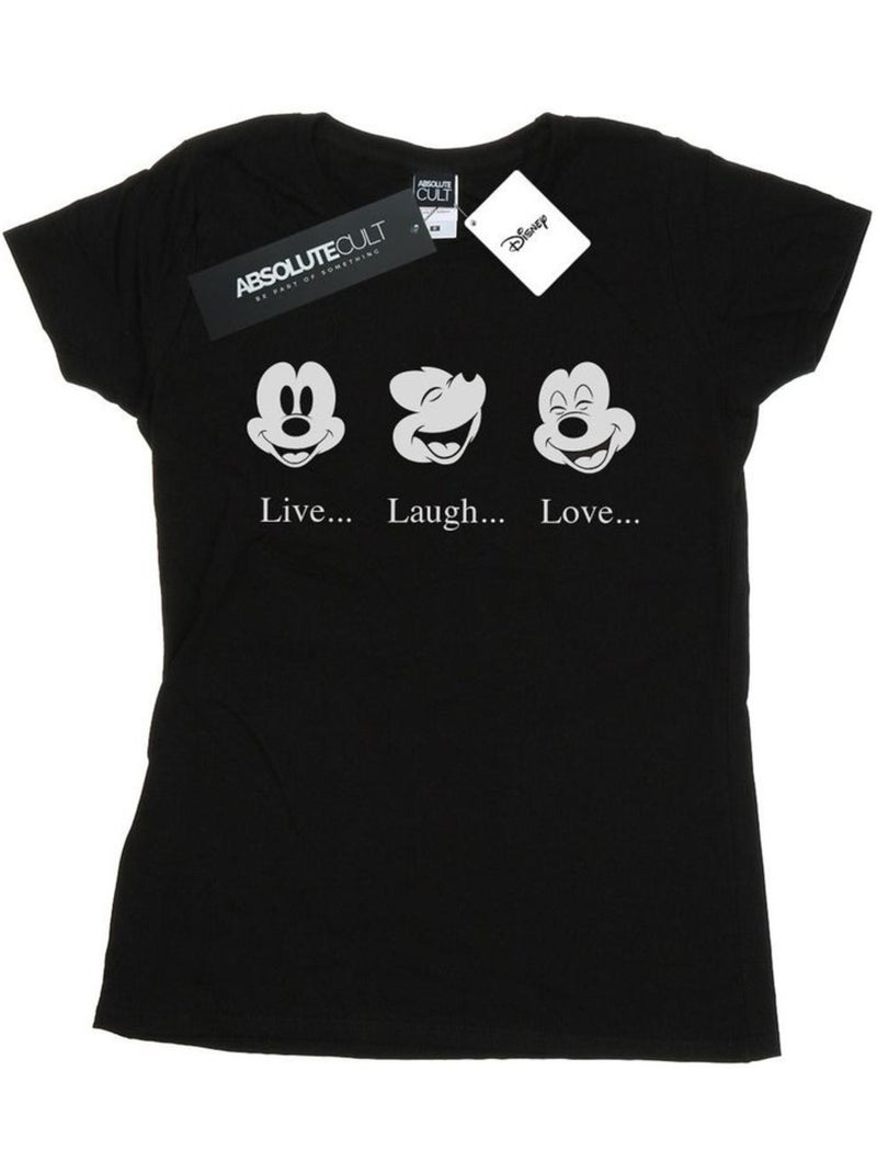 Disney - T-shirt LIVE LOVE LAUGH Noir - Kiabi