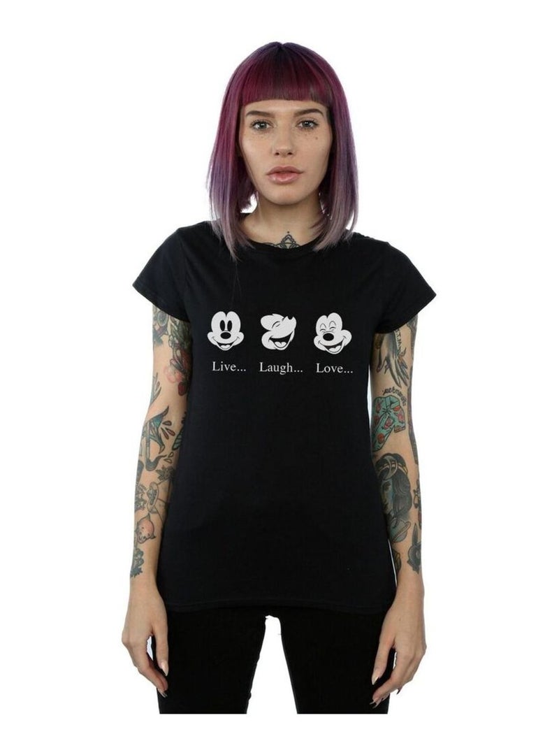 Disney - T-shirt LIVE LOVE LAUGH Noir - Kiabi