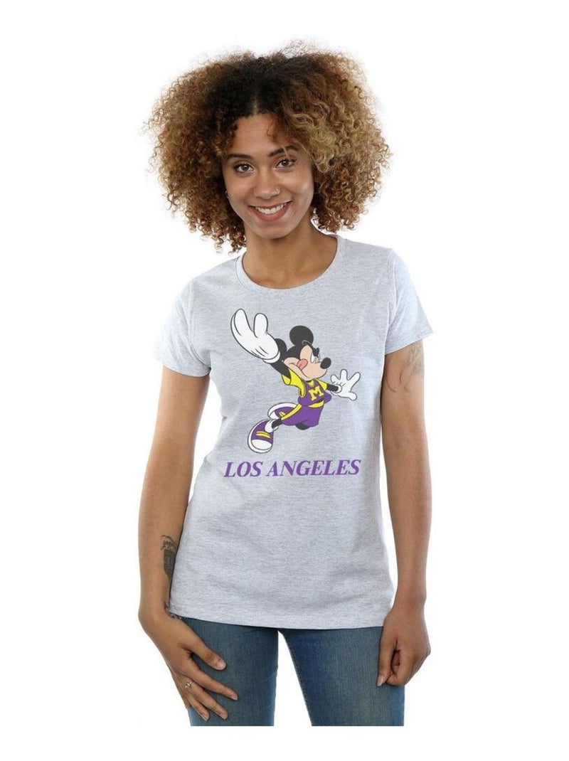 Disney - T-shirt LOS ANGELES Gris chiné - Kiabi