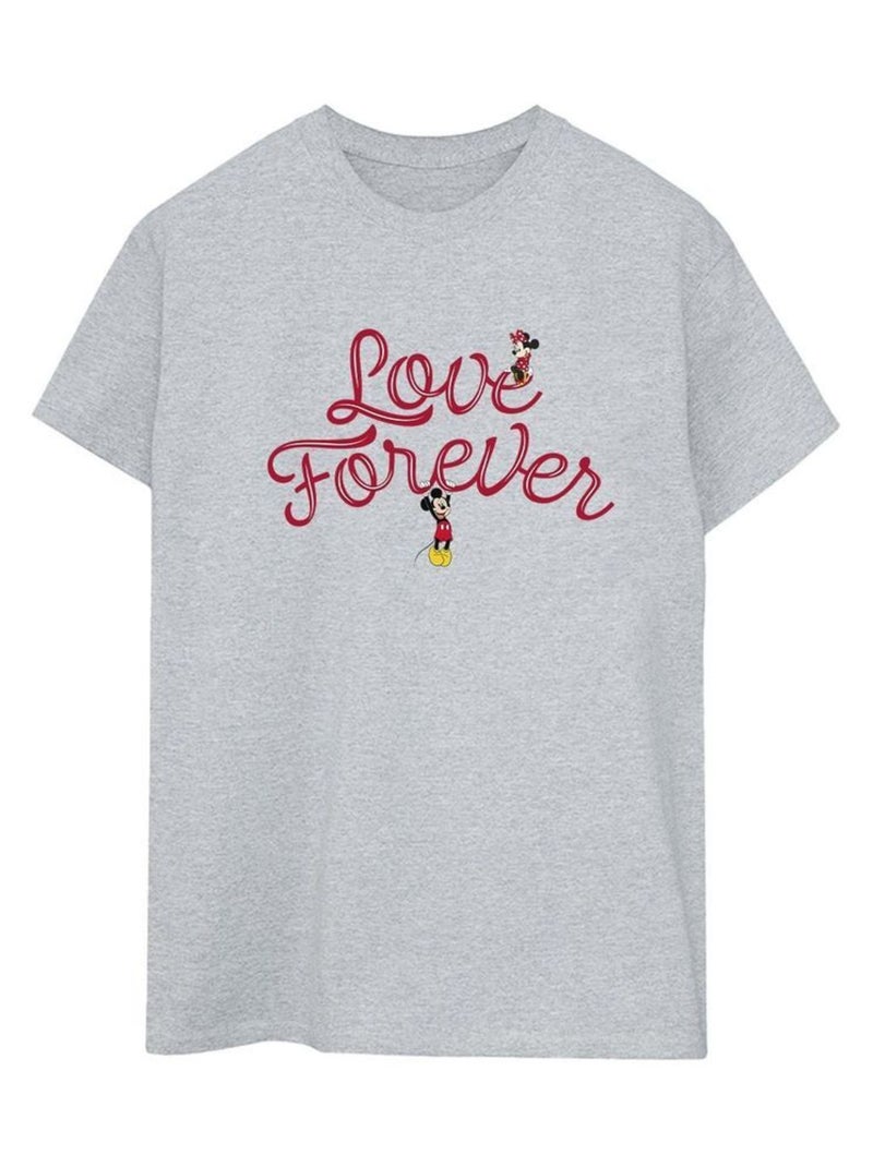 Disney - T-shirt LOVE FOREVER Gris chiné - Kiabi