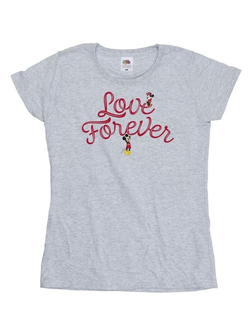 Disney - T-shirt LOVE FOREVER Gris chiné - Kiabi