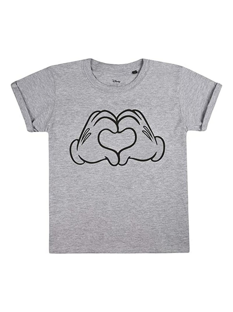 Disney - T-shirt LOVE HANDS Gris chiné - Kiabi