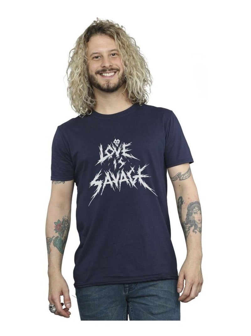 Disney - T-shirt LOVE IS SAVAGE Bleu marine - Kiabi