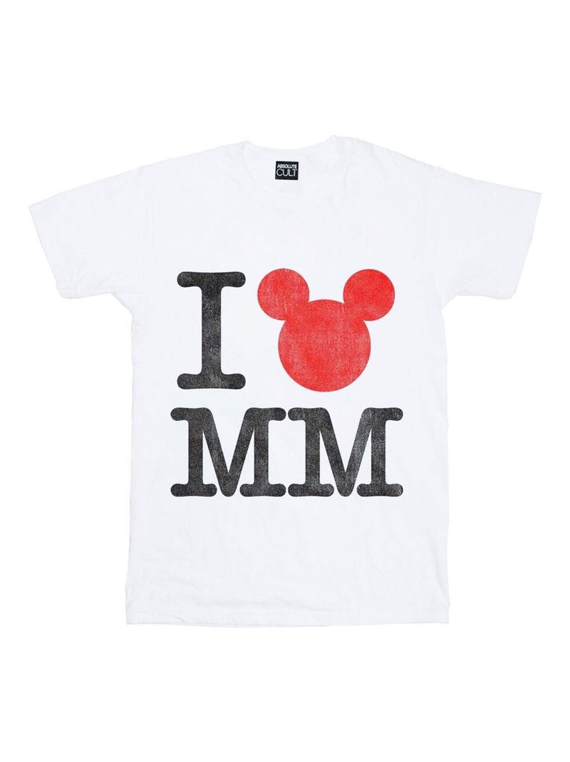 Disney - T-shirt LOVE MICKEY Blanc - Kiabi
