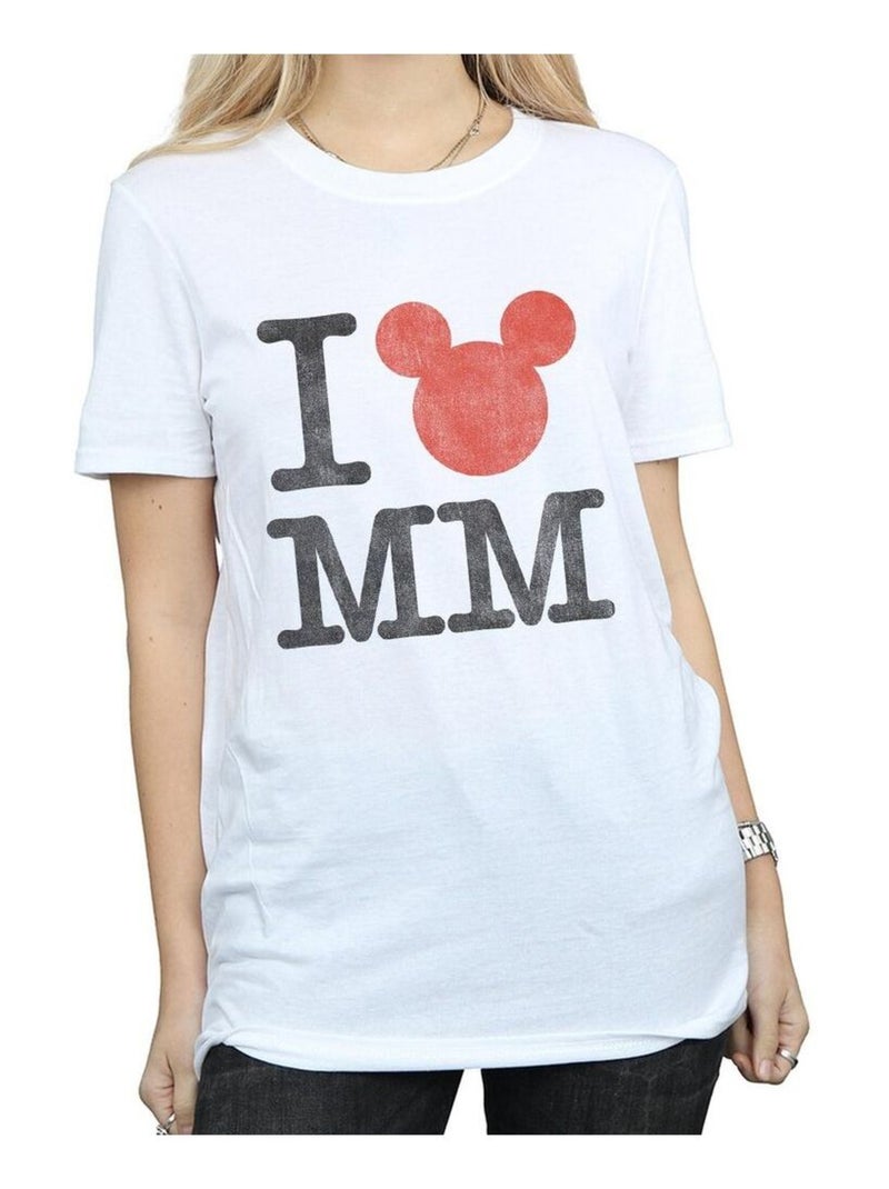 Disney - T-shirt LOVE MICKEY Blanc - Kiabi