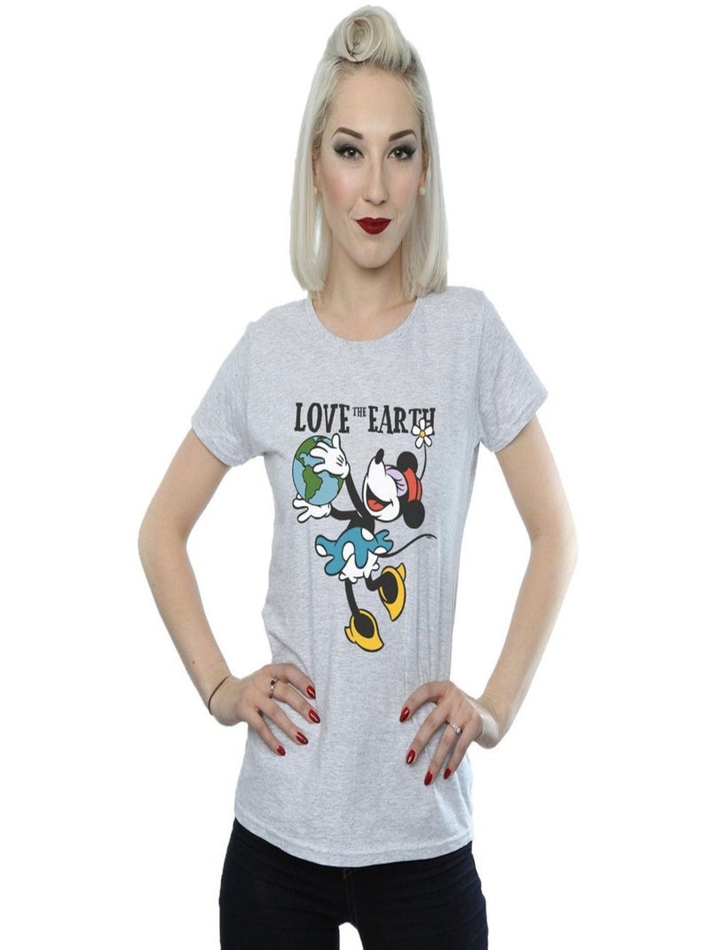Disney - T-shirt LOVE THE EARTH Gris chiné - Kiabi