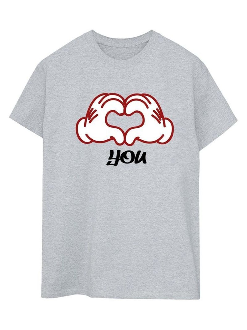 Disney - T-shirt LOVE YOU HANDS Gris chiné - Kiabi