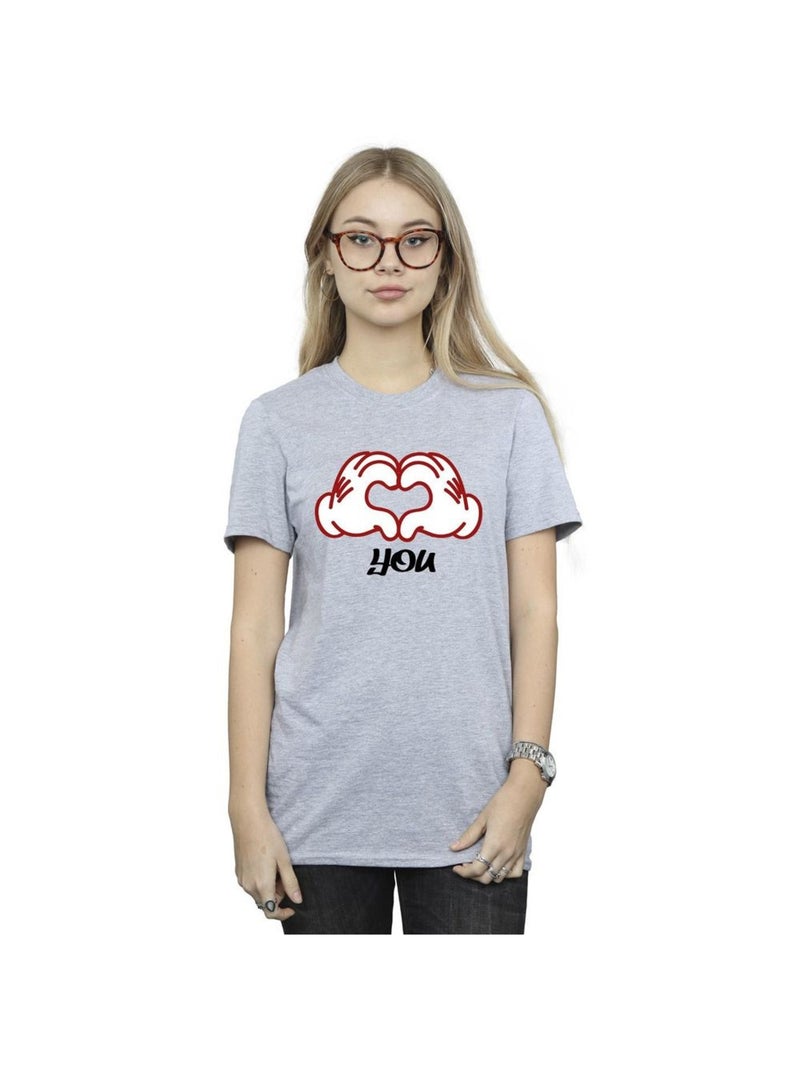 Disney - T-shirt LOVE YOU HANDS Gris chiné - Kiabi