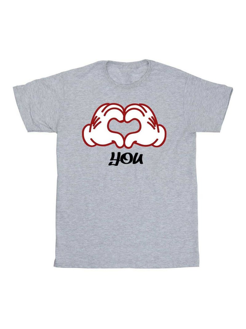 Disney - T-shirt LOVE YOU HANDS Gris chiné - Kiabi