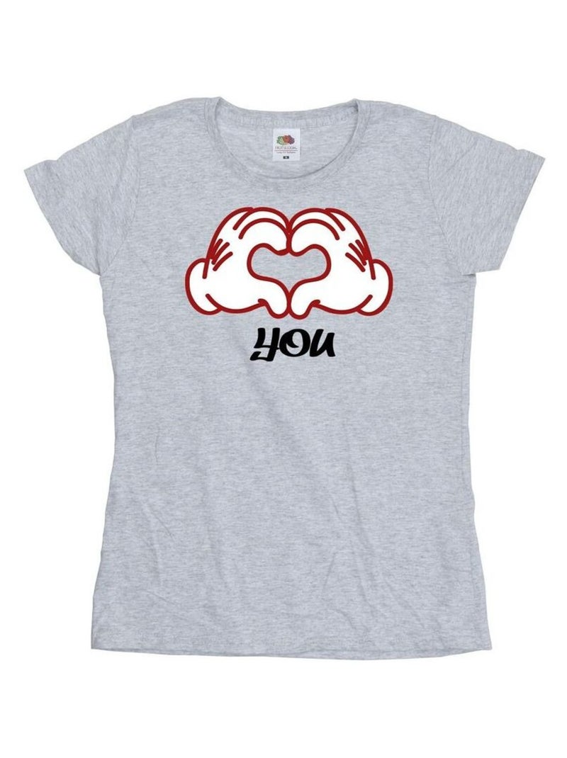 Disney - T-shirt LOVE YOU HANDS Gris chiné - Kiabi