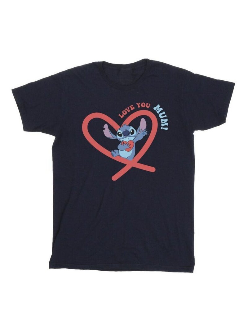 Disney - T-shirt LOVE YOU MUM Bleu marine - Kiabi