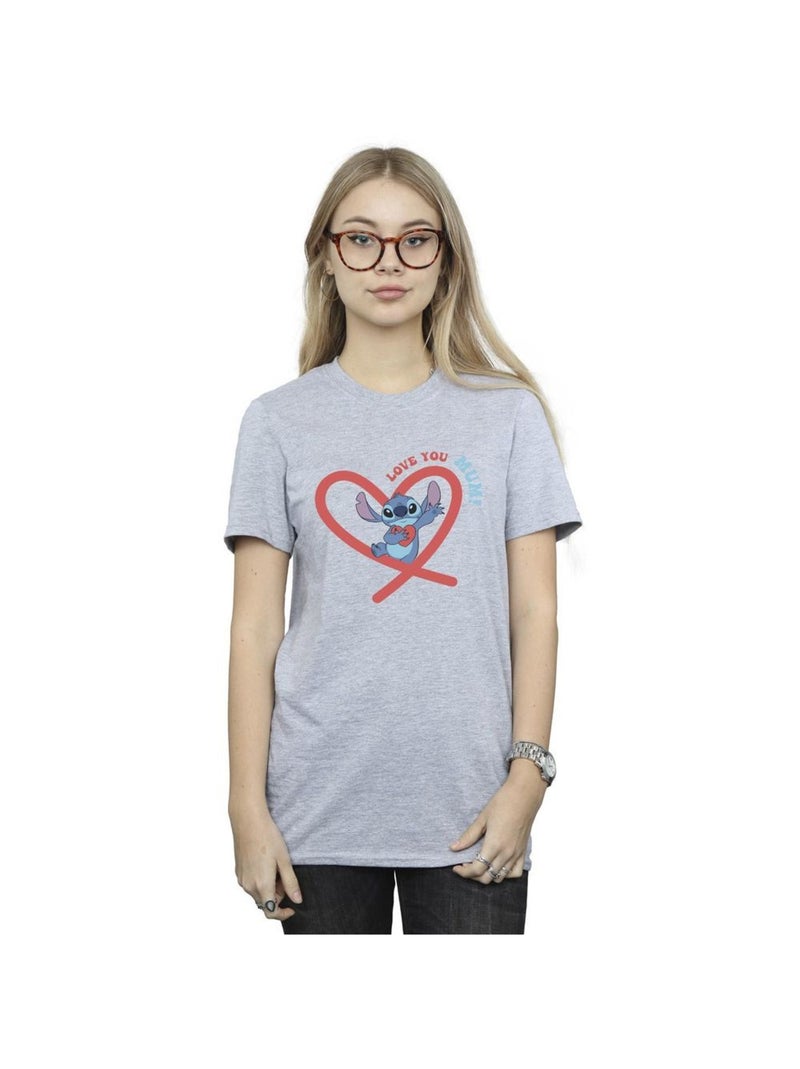 Disney - T-shirt LOVE YOU MUM Gris chiné - Kiabi