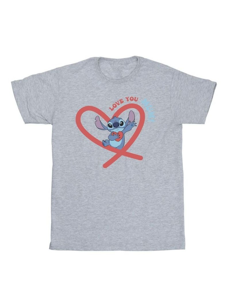 Disney - T-shirt LOVE YOU MUM Gris chiné - Kiabi