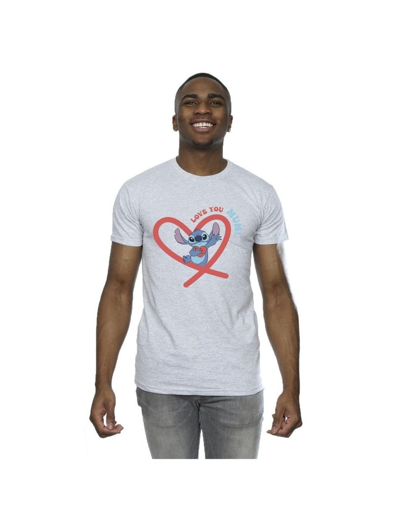 Disney - T-shirt LOVE YOU MUM Gris chiné - Kiabi
