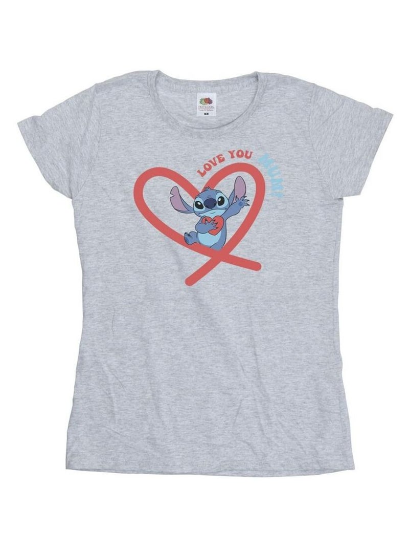 Disney - T-shirt LOVE YOU MUM Gris chiné - Kiabi