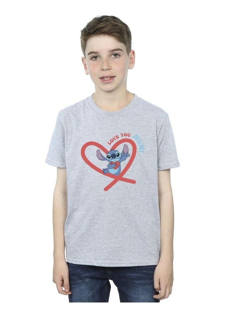 Disney - T-shirt LOVE YOU MUM Gris chiné - Kiabi