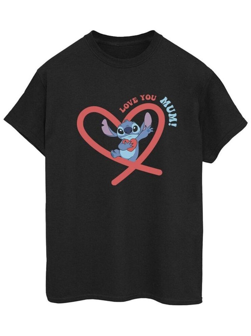 Disney - T-shirt LOVE YOU MUM Noir - Kiabi