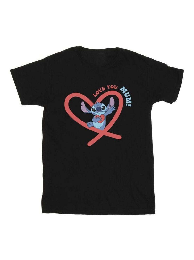 Disney - T-shirt LOVE YOU MUM Noir - Kiabi
