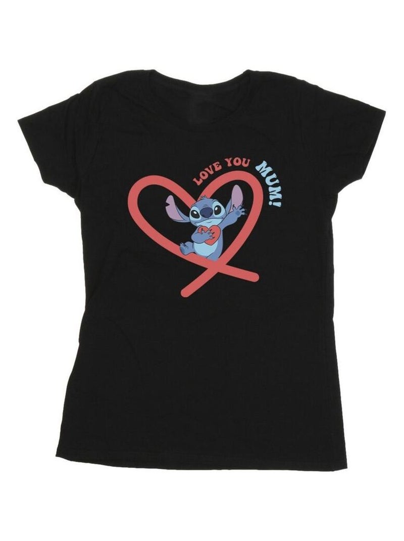Disney - T-shirt LOVE YOU MUM Noir - Kiabi