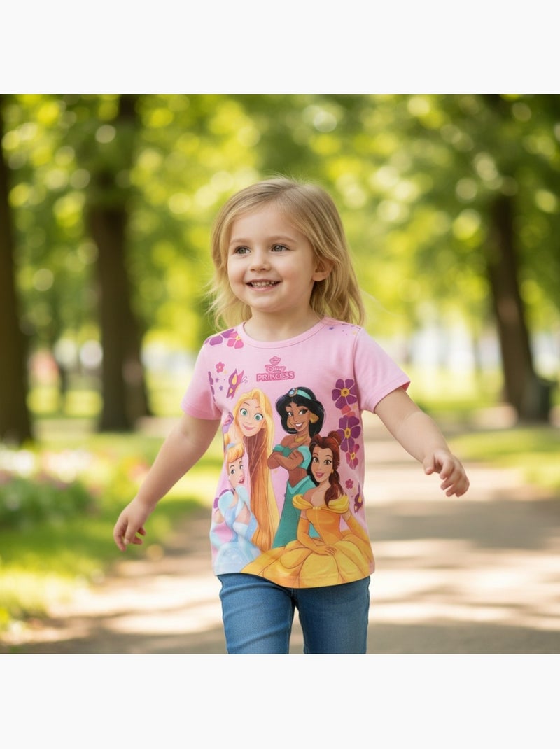 Disney - t-shirt manches courtes imprimé, col rond Rose clair - Kiabi