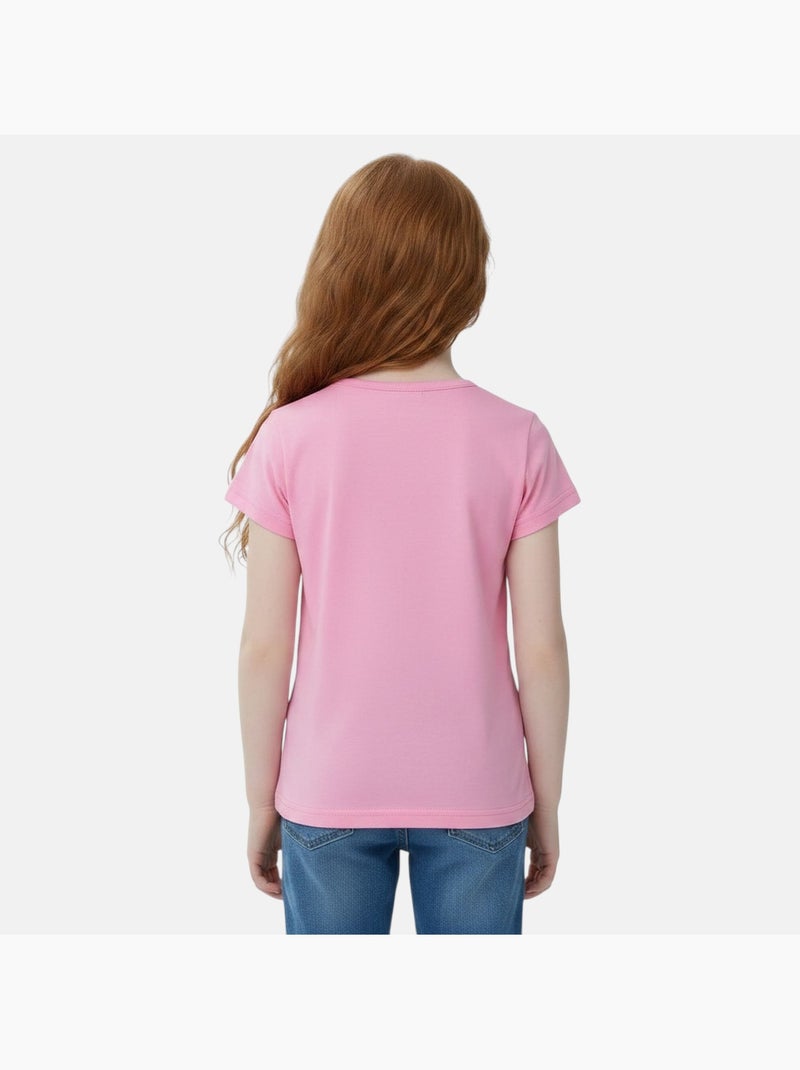 Disney - t-shirt manches courtes imprimé, col rond Rose - Kiabi