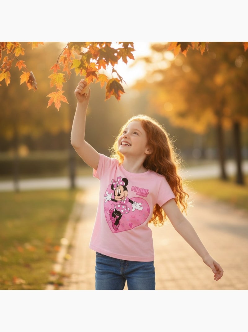 Disney - t-shirt manches courtes imprimé, coupe droite et col rond Rose clair - Kiabi