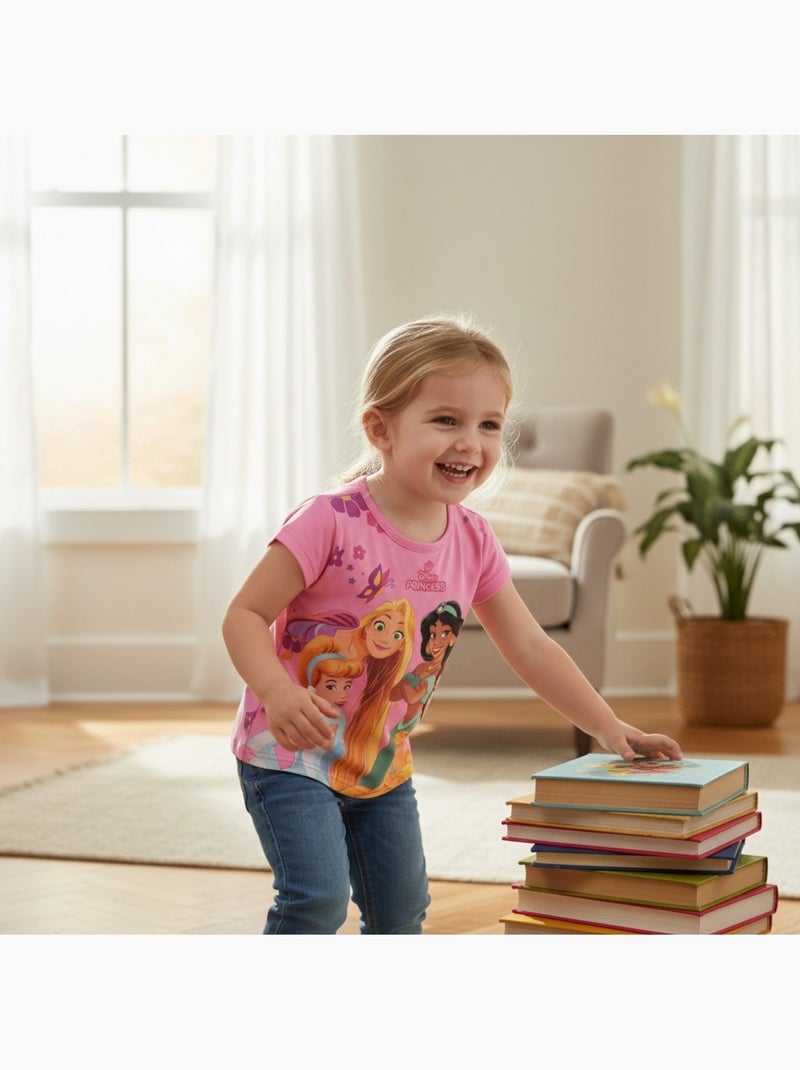 Disney - t-shirt manches courtes imprimé, coupe droite et col rond Rose - Kiabi