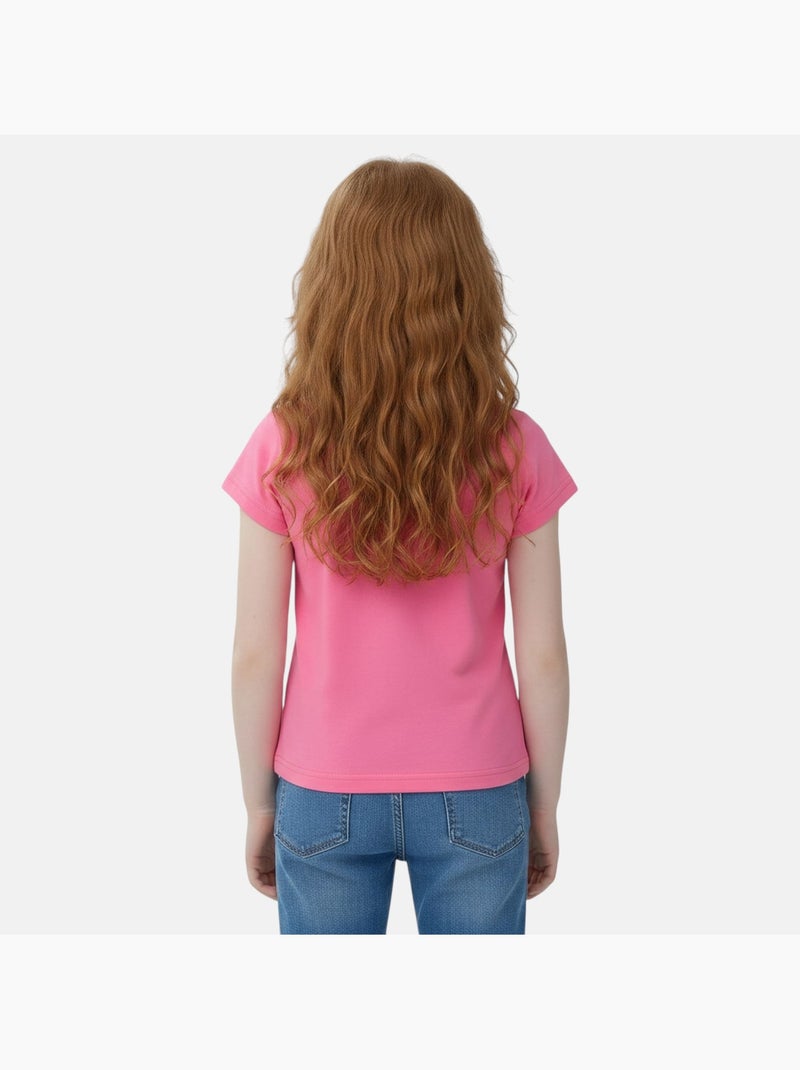 Disney - t-shirt manches courtes imprimé, coupe droite et col rond Rose - Kiabi