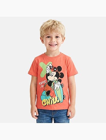 Disney - t-shirt manches courtes imprimé skate, coupe décontractée et col rond