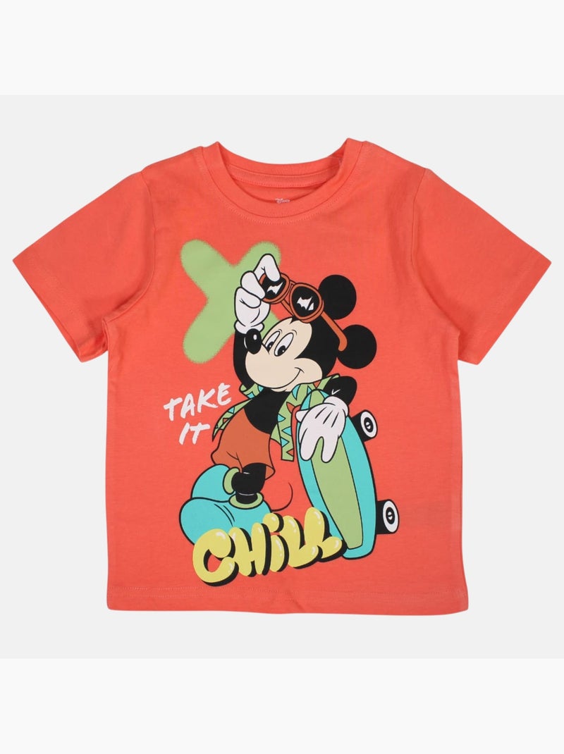 Disney - t-shirt manches courtes imprimé skate, coupe décontractée et col rond Orange - Kiabi