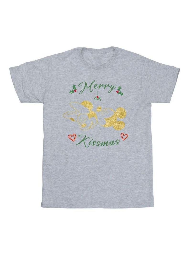 Disney - T-shirt MERRY KISSMAS Gris chiné - Kiabi