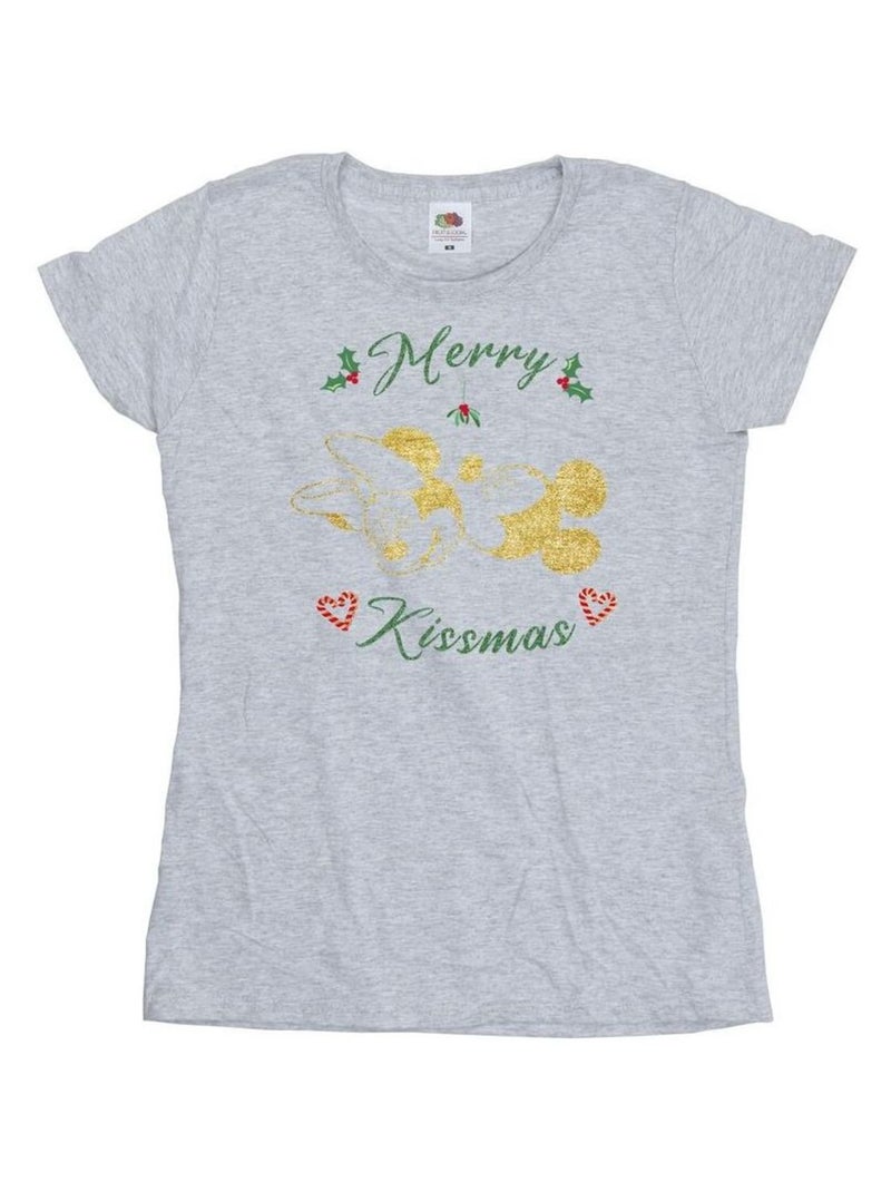 Disney - T-shirt MERRY KISSMAS Gris chiné - Kiabi