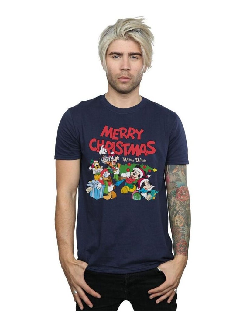 Disney - T-shirt MICKEY MOUSE AND FRIENDSWINTER Wish: Asha et la Bonne ÉtoileES Bleu marine - Kiabi