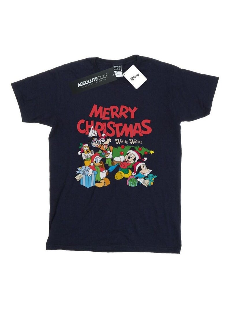 Disney - T-shirt MICKEY MOUSE AND FRIENDSWINTER WISHES Bleu marine - Kiabi