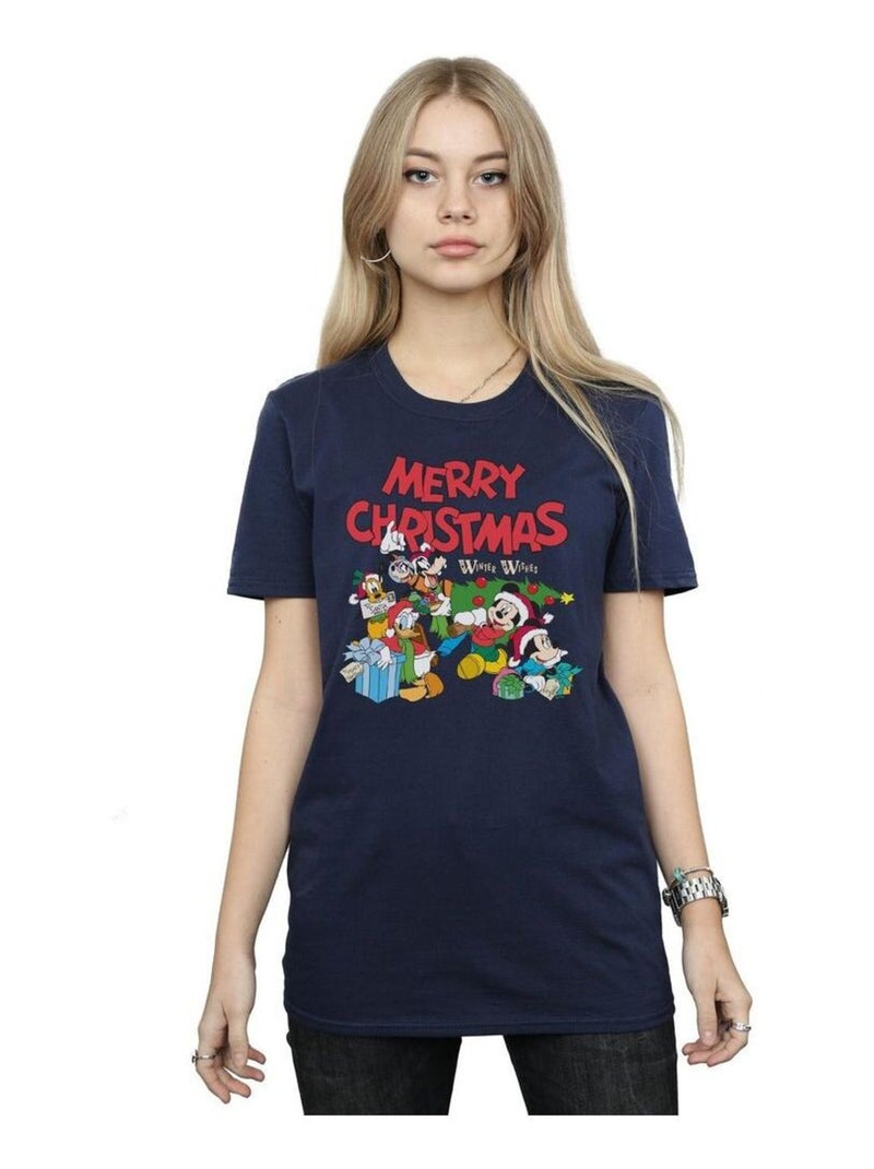 Disney - T-shirt MICKEY MOUSE AND FRIENDSWINTER WISHES Bleu marine - Kiabi