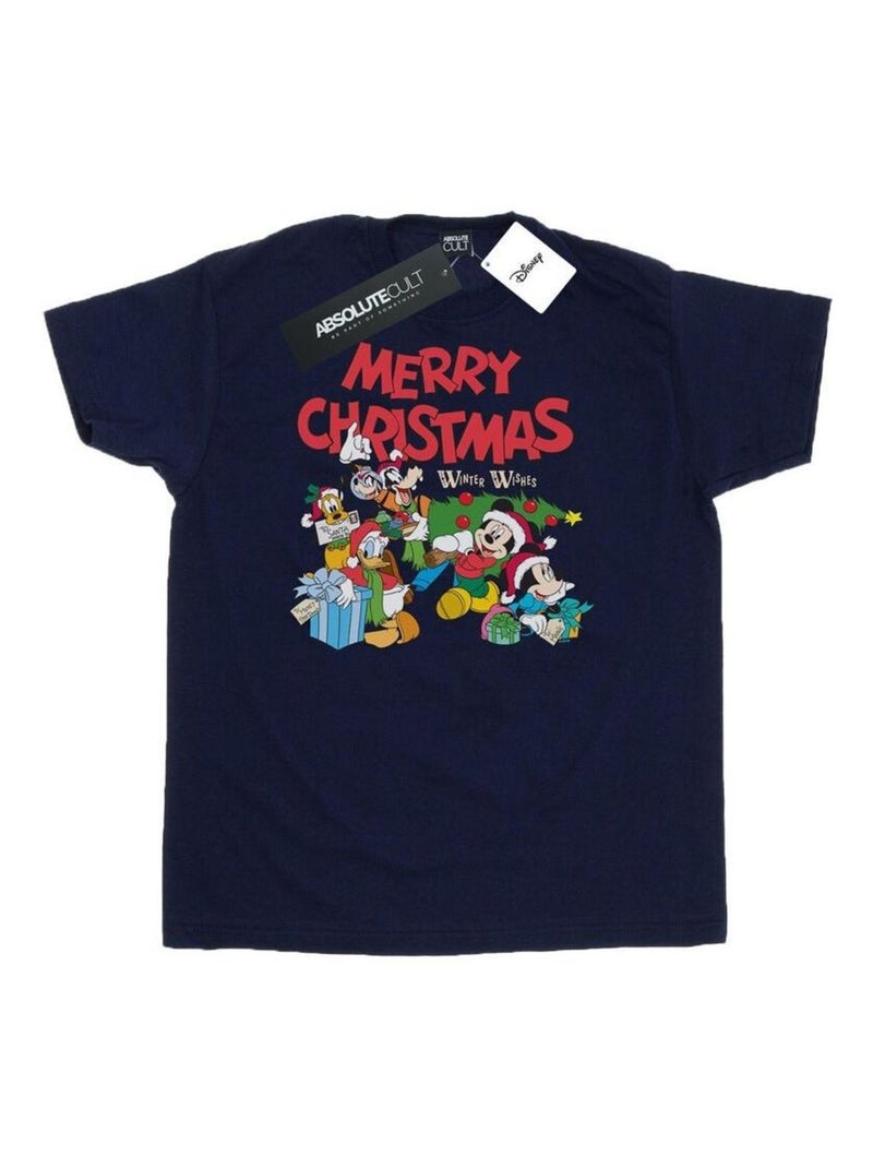 Disney - T-shirt MICKEY MOUSE AND FRIENDSWINTER WISHES Bleu marine - Kiabi