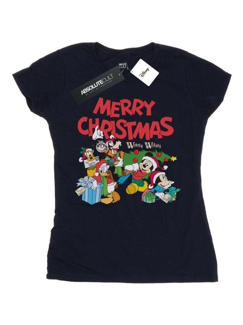 Disney - T-shirt MICKEY MOUSE AND FRIENDSWINTER WISHES Bleu marine - Kiabi