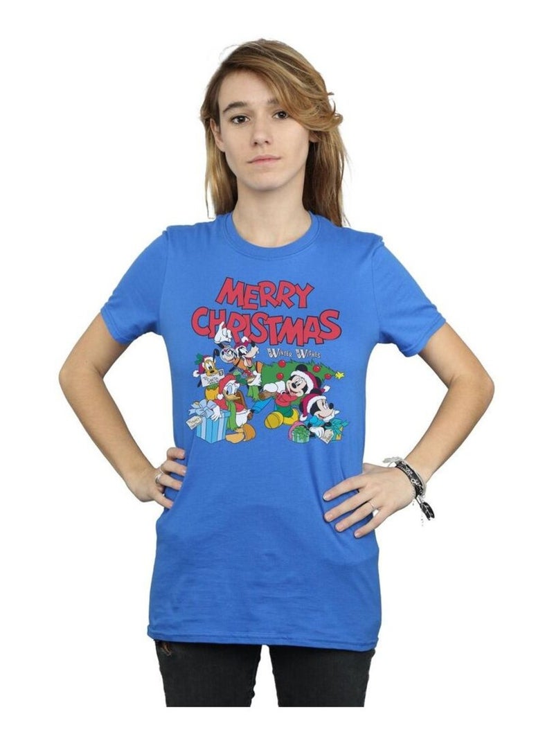 Disney - T-shirt MICKEY MOUSE AND FRIENDSWINTER WISHES Bleu roi - Kiabi