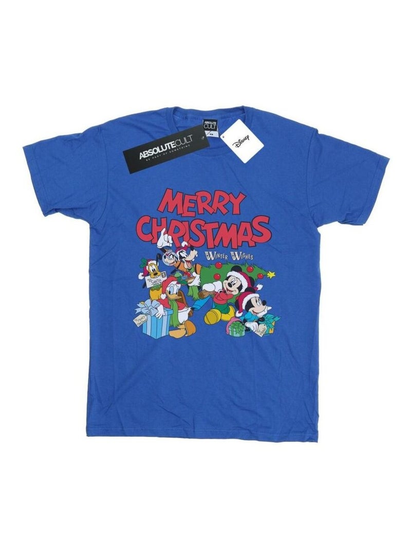 Disney - T-shirt MICKEY MOUSE AND FRIENDSWINTER WISHES Bleu roi - Kiabi
