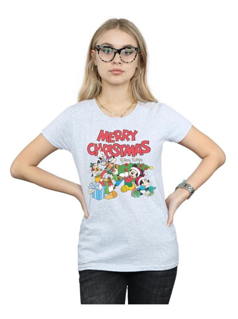 Disney - T-shirt MICKEY MOUSE AND FRIENDSWINTER WISHES Gris chiné - Kiabi