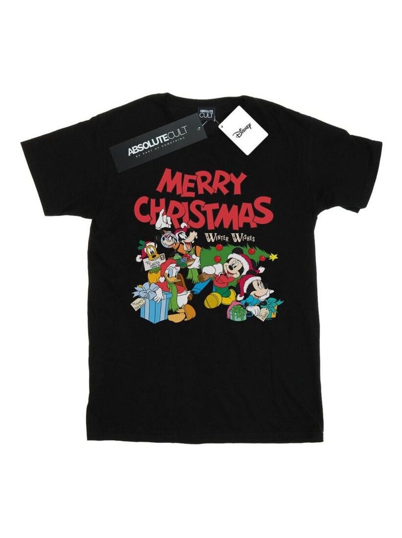 Disney - T-shirt MICKEY MOUSE AND FRIENDSWINTER WISHES Noir - Kiabi