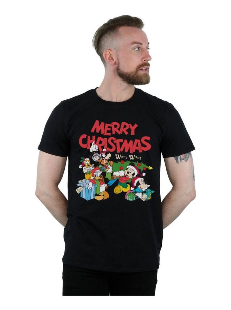 Disney - T-shirt MICKEY MOUSE AND FRIENDSWINTER WISHES Noir - Kiabi