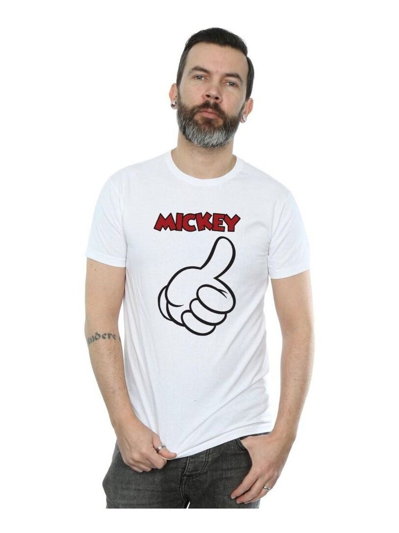 Disney - T-shirt MICKEY MOUSE THUMBS Là-Haut Blanc - Kiabi