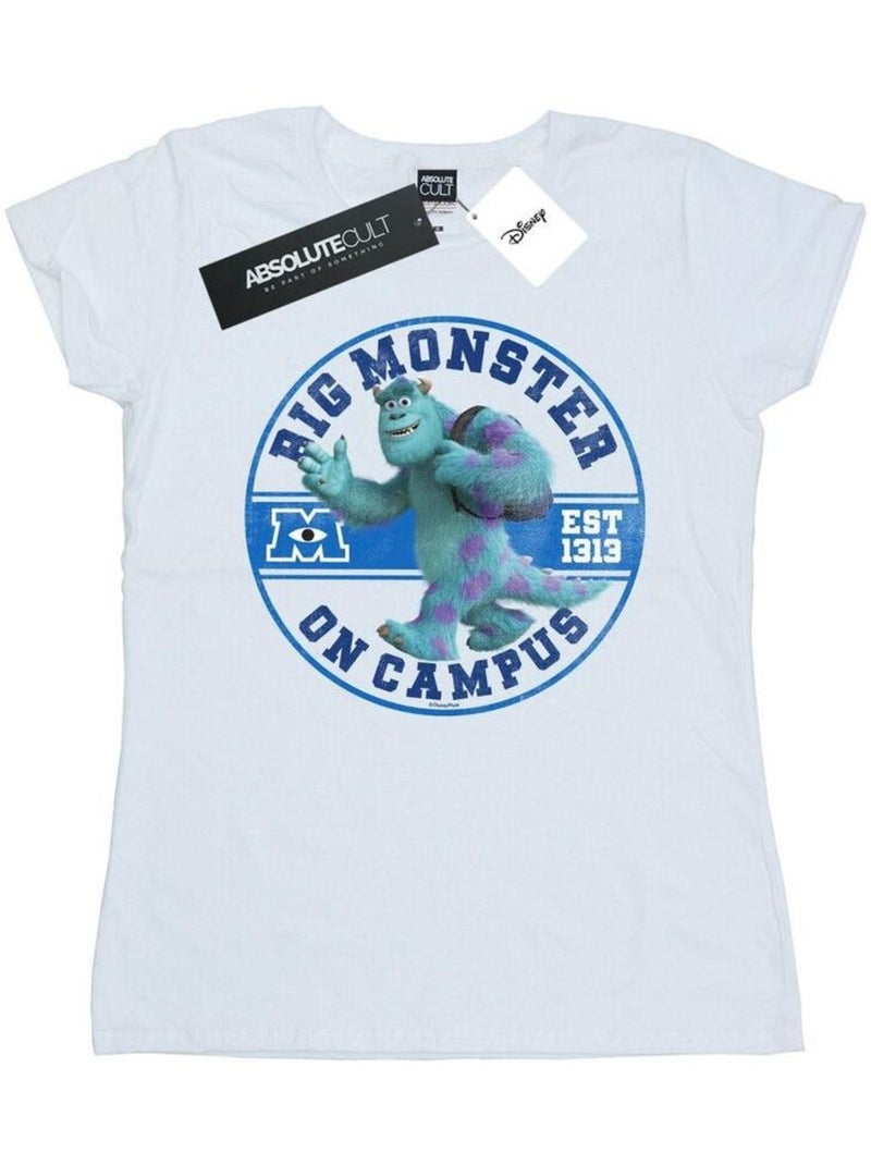 Disney - T-shirt MONSTERS UNIVERSITY MONSTER ON CAMPUS Blanc - Kiabi