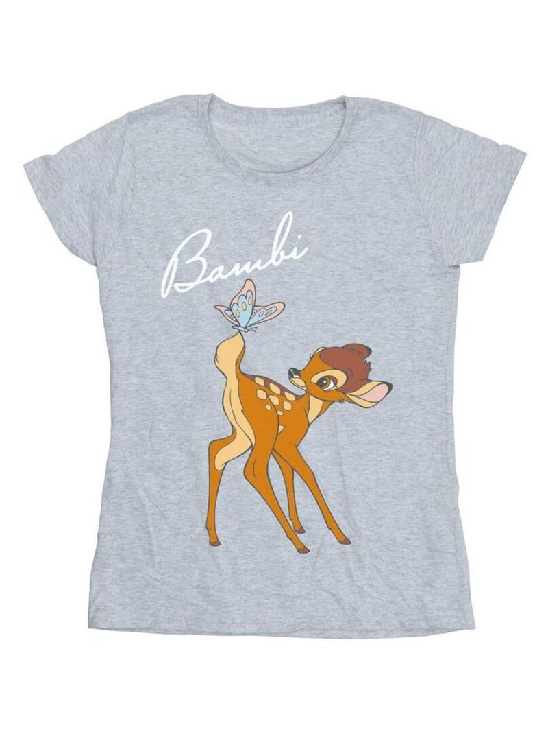 Disney - T-shirt motif Bambi motif/style Papillon Gris chiné - Kiabi